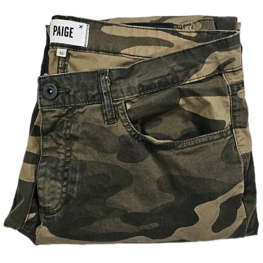 Mens Paige Normandie‎ size 32 Green Camo Slim Straight Stretch Pants